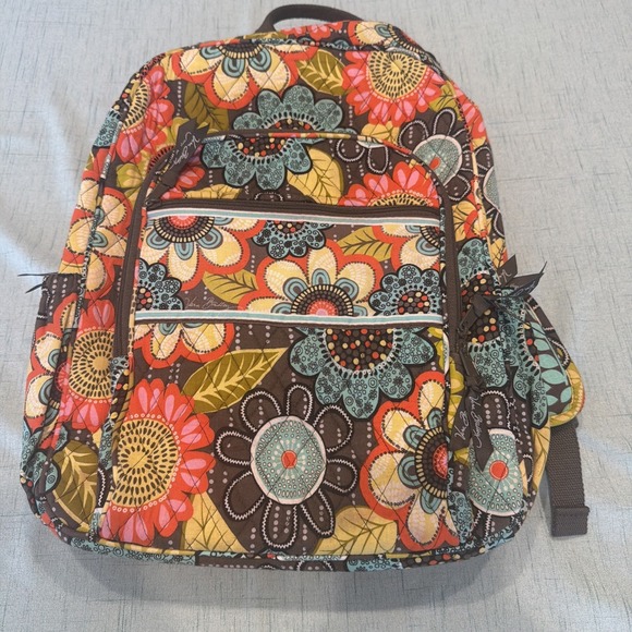 Vera Bradley Handbags - Large Vera Bradley Flower Power Laptop Backpack Quilted Bookbag Discontinued EUC